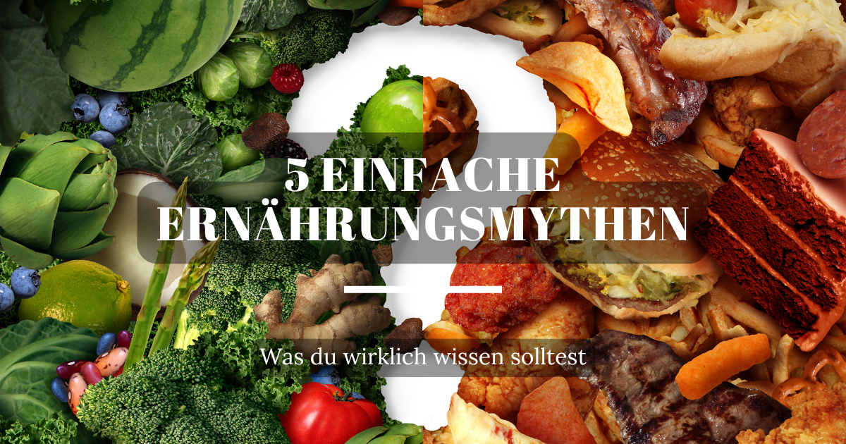 Buntes Essen, farblich sortiert, zeigt eine Mischung aus gesunden und ungesunden Lebensmitteln, um den Unterschied zwischen nährstoffreichen und kalorienreichen Optionen zu verdeutlichen.