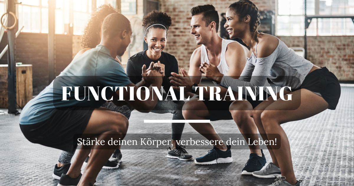 Fünf Personen im Functional Training Club beim Functional-Training, Ganzkörpertraining, Beweglichkeit, Kraft, Fitness