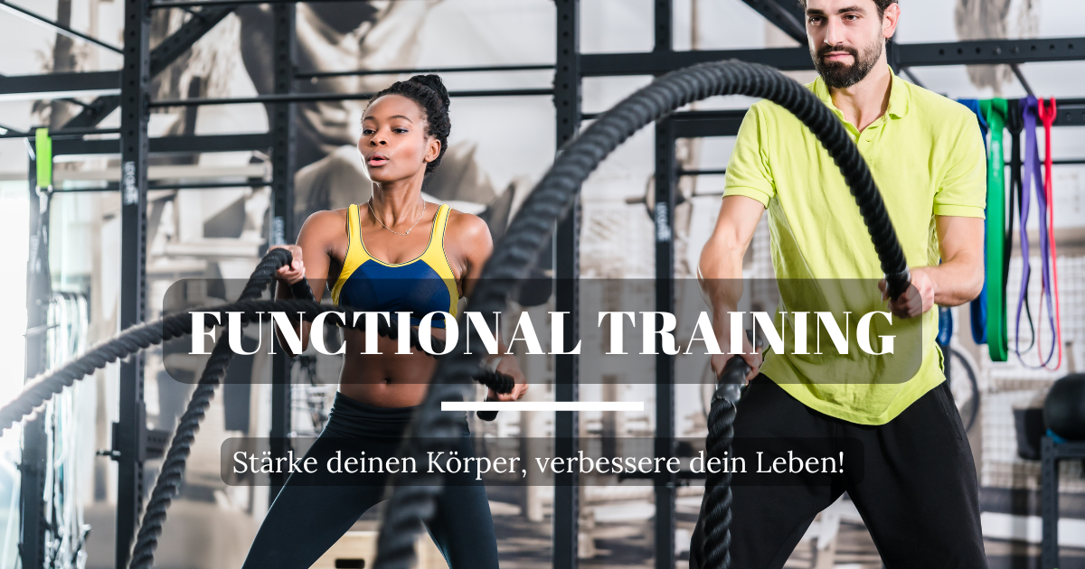Drei Personen im Functional Training Club beim Kettlebell-Training, Ganzkörpertraining, Beweglichkeit, Kraft, Fitness