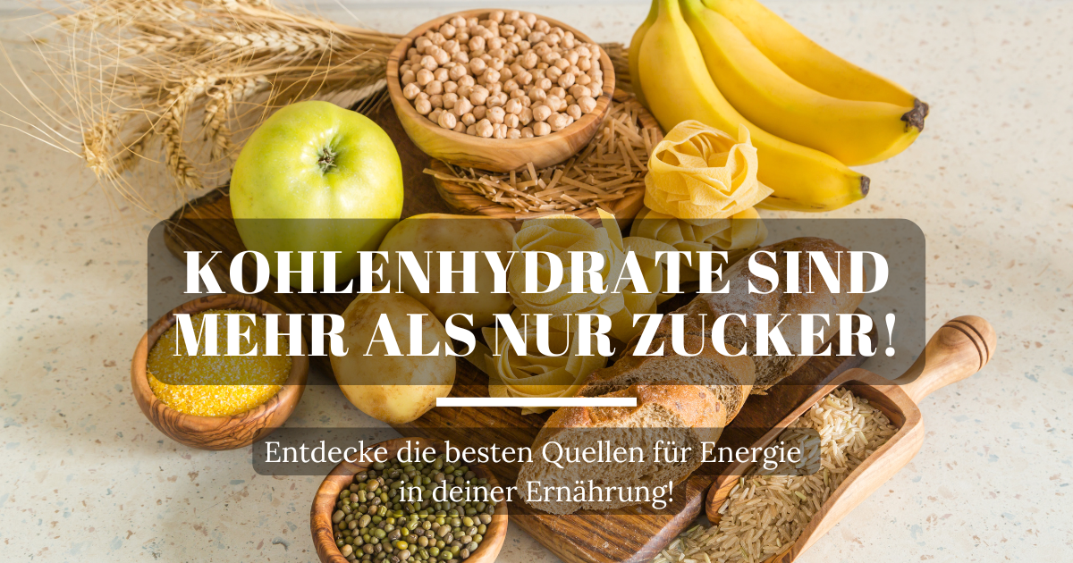 Verschiedene Kohlenhydratquellen, darunter Vollkornbrot, Reis und Nudeln, die Teil einer ausgewogenen Ernährung sind.