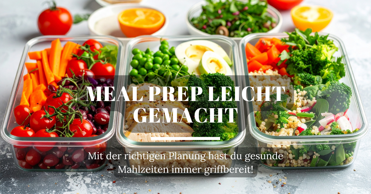 Verschiedene Mahlzeiten in gut portionierten Behältern, die perfekt für Meal Prepping vorbereitet sind.