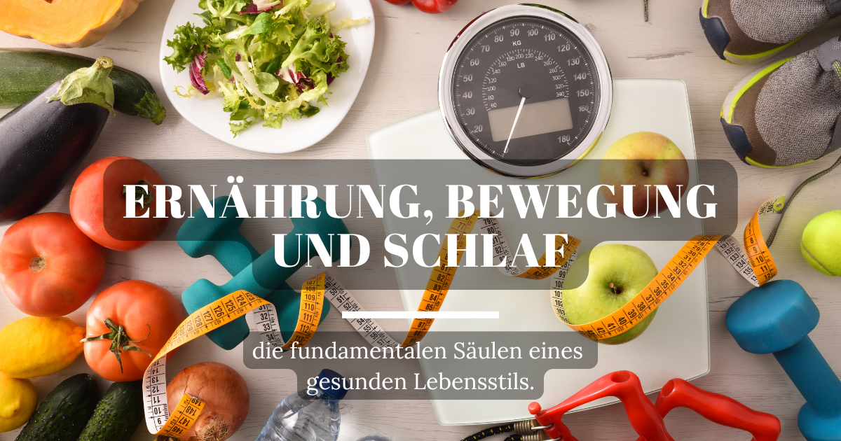 Personen trainieren, essen gesund und schlafen gut – eine ausgewogene Lebensweise für mehr Gesundheit.